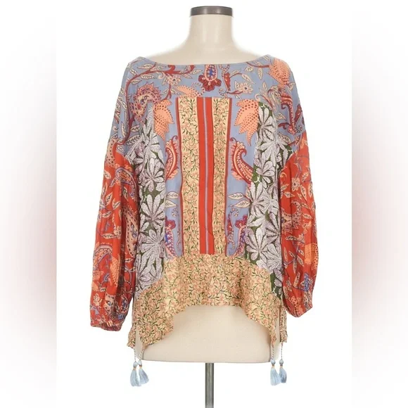 Anthropologie Multicolor Patchwork Boho Shirt, medium - Picture 2 of 5